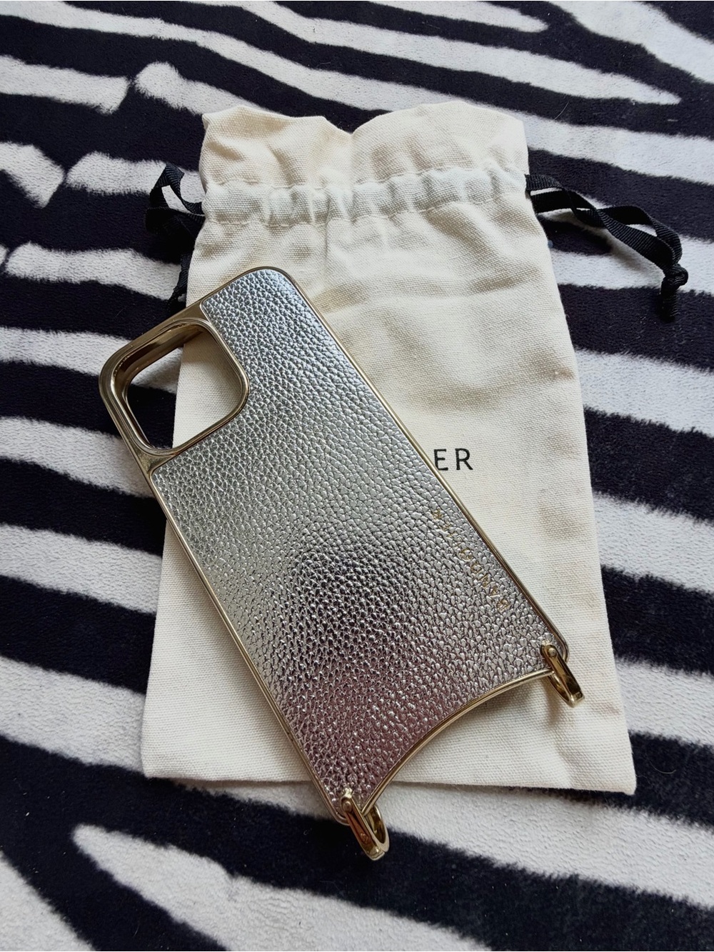 Bandolier Silver Textured Metallic Phone Case with Strap Hooks